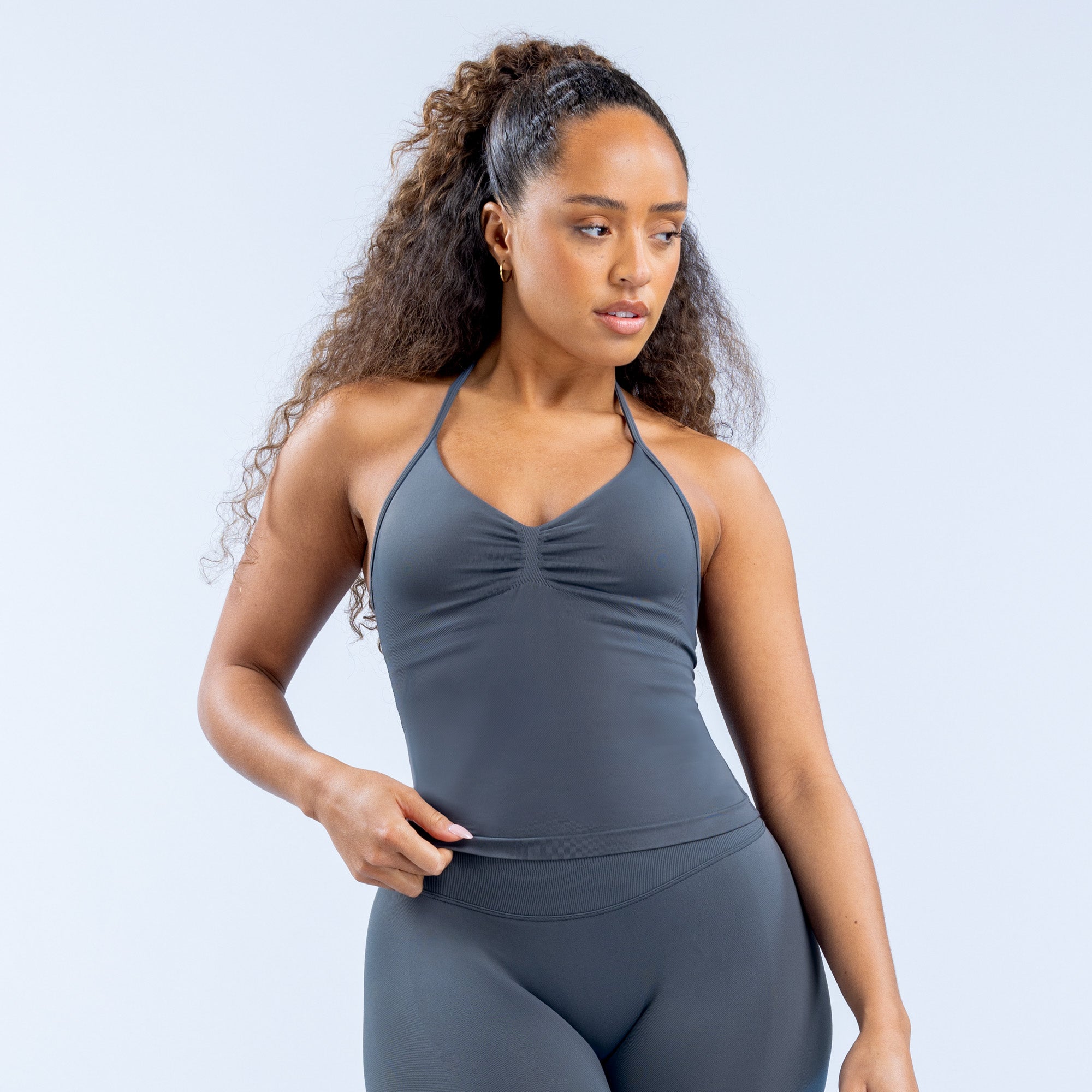 Impact Longline Strappy Top - Slate Grey (3)