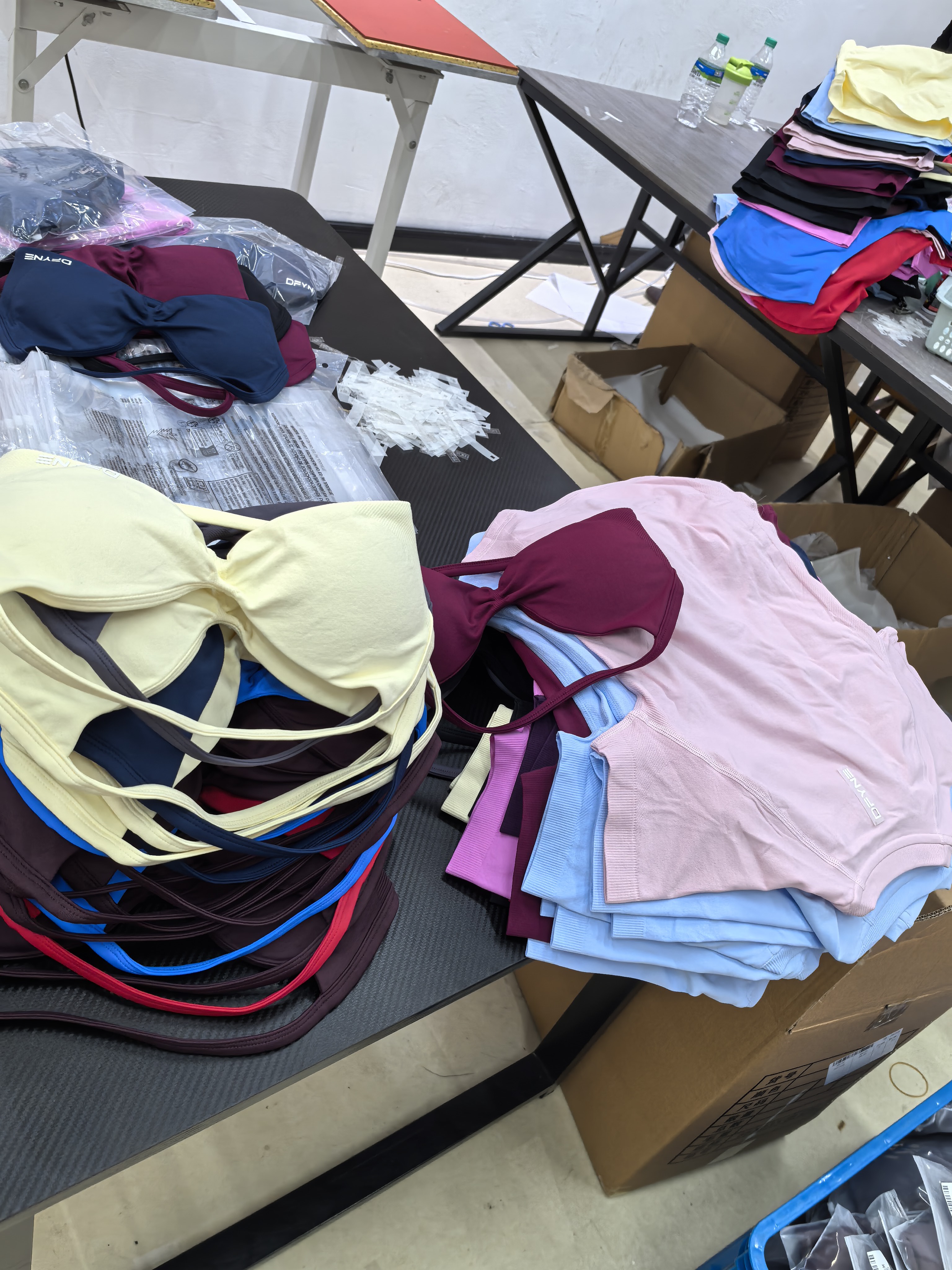 A bunch of Histello yoga wear