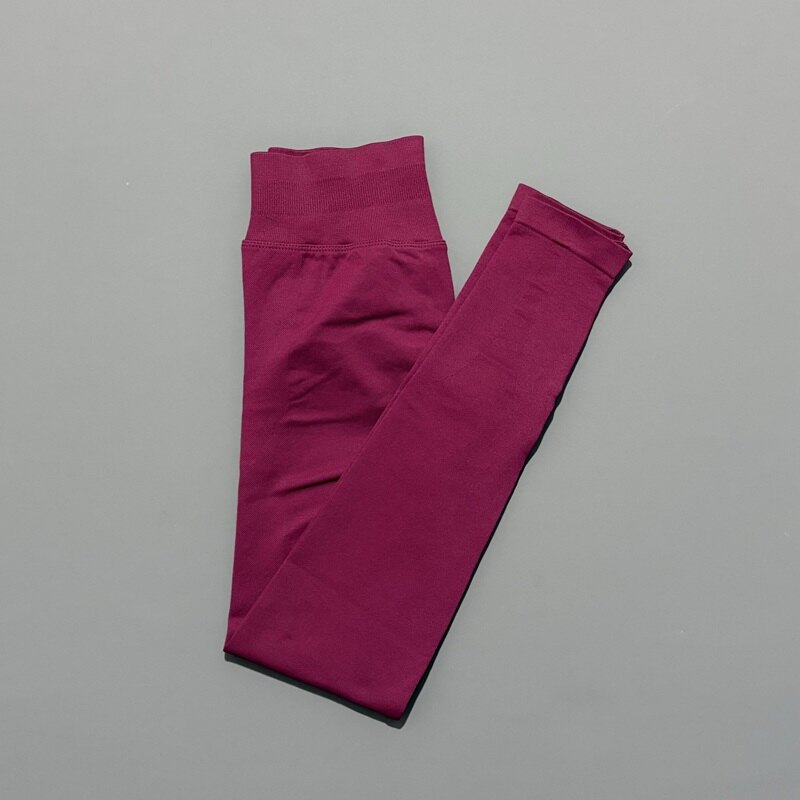 Winter Berry full-length leggings, flat lay showing the high waistband and ankle length